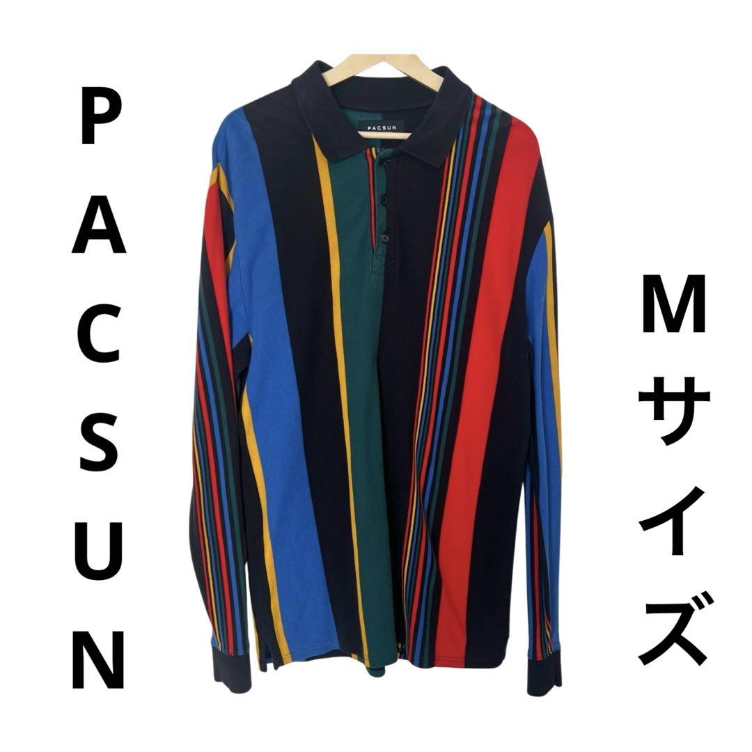 【PACSUN 】マルチカラー ストライプ ポロシャツ