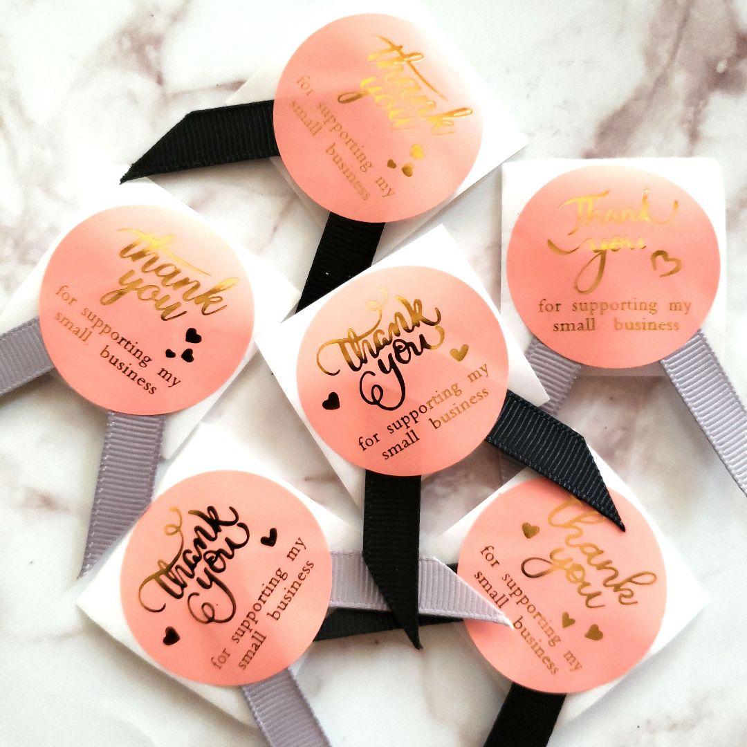 No.254 リボン付きサンキューシール リボンシール ギフトシール ラッピング新品、♥