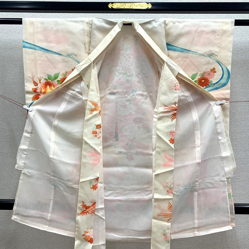 □503ax85□お宮参り 女児 絽 夏の祝い着 掛け着 長襦袢付□状態良好