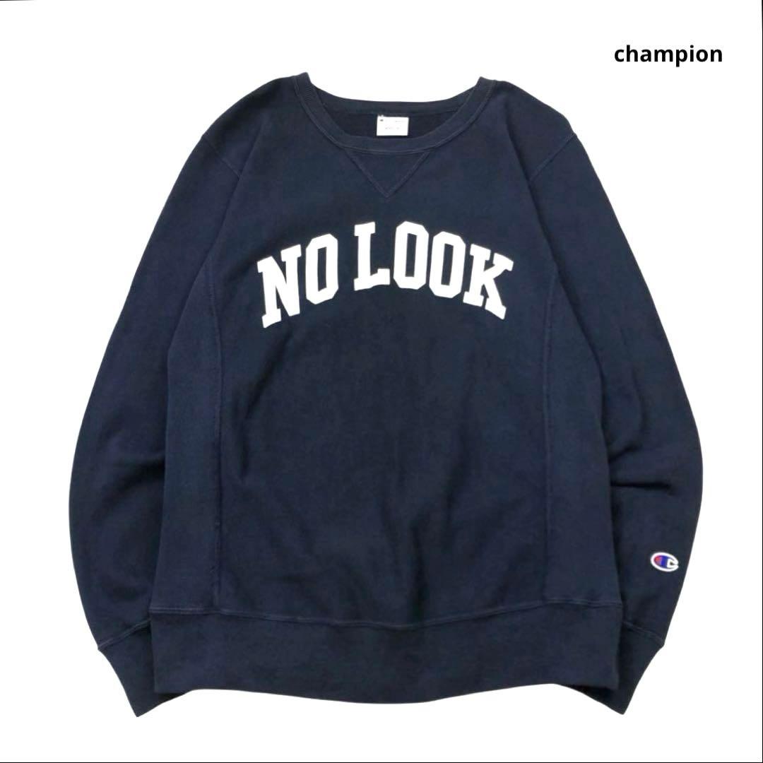 championスウェット トレーナー 前V プリント チャンピオン 紺 M