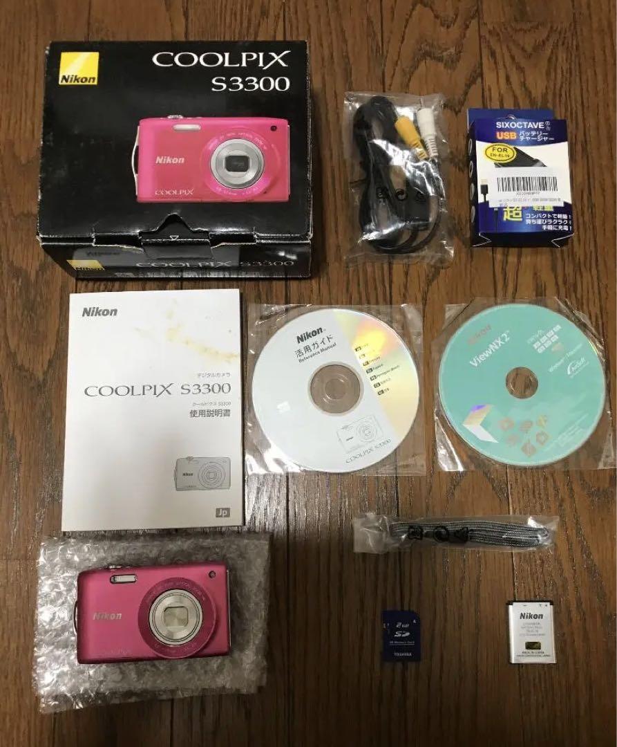 【美品】Nikon COOLPIX S3300 ストロベリーピンク　付属品多数 付属品多数】 Nikon COOLPIX S3300 ピンク - メルカリ