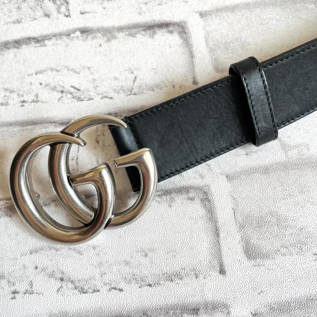 GUCCI グッチ ベルト マーモント GG ブラック 黒 レザー 本革 訳有り