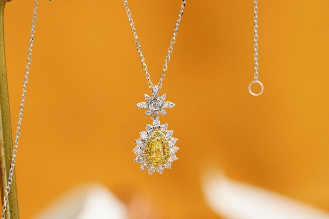 天然イエローダイヤモンドネックレス0.4ct k18 smcint.com