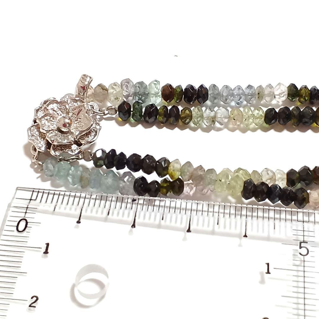 【再入荷！】 カットビーズ トルマリン 高品質 マルチカラー 2連 ネックレス アクセサリー