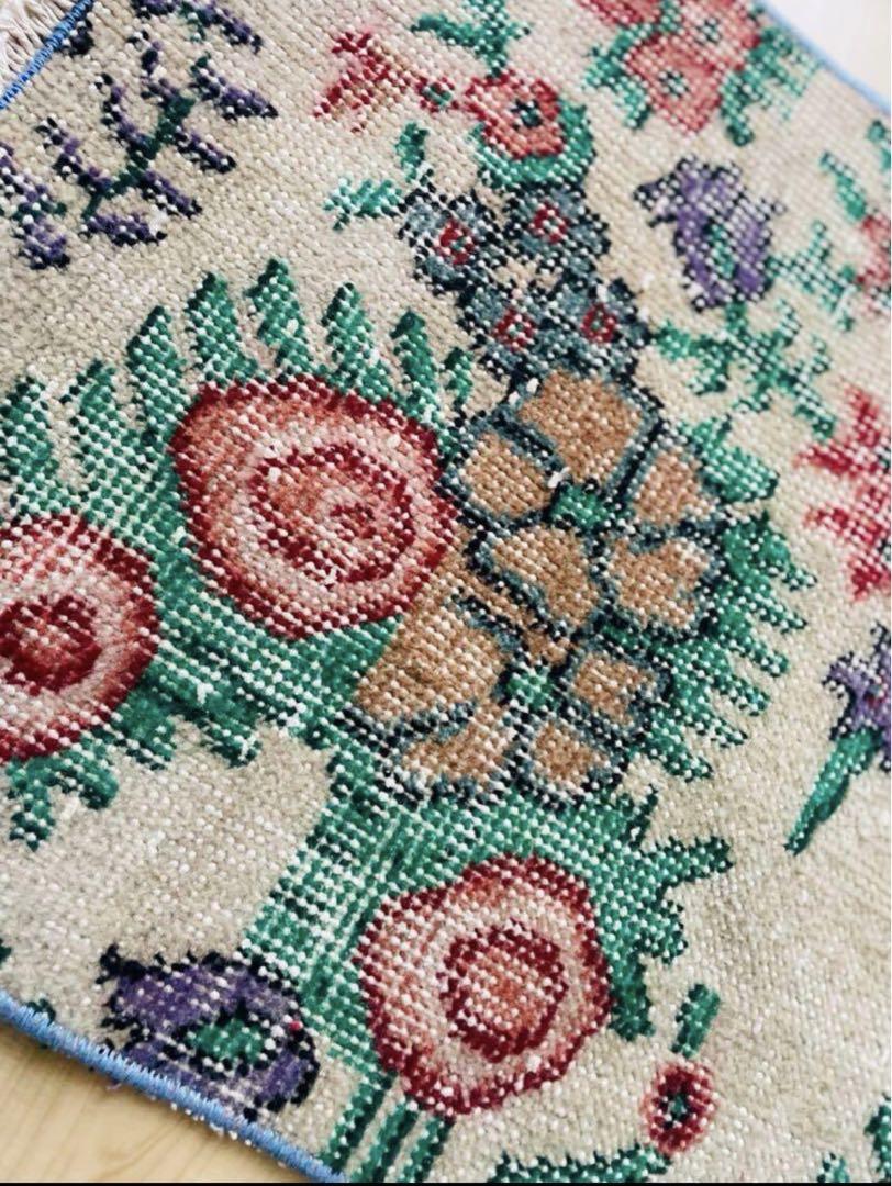 お花ラグ　ヴィンテージラグ　トルコラグ SUN vintage rug |お花柄ヴィンテージラグ専門店