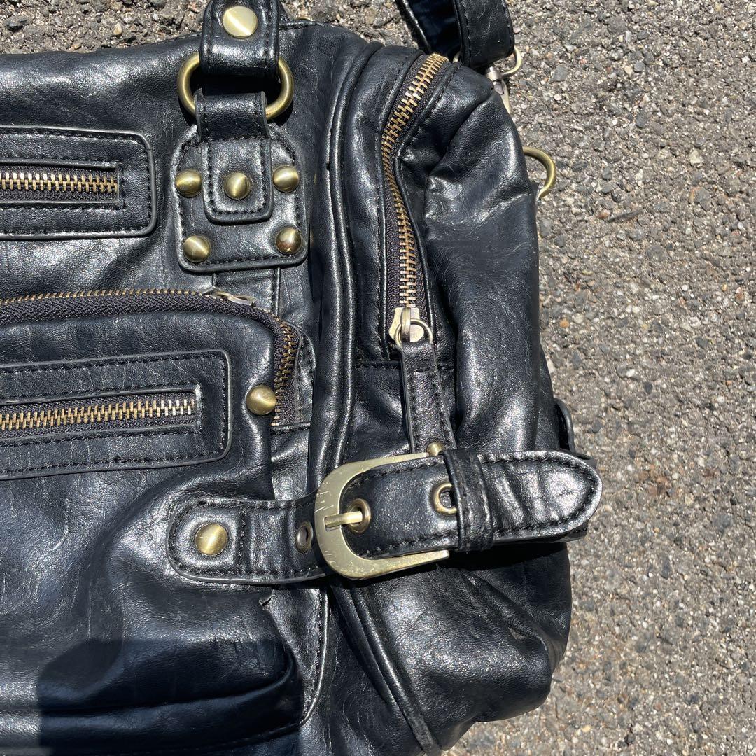Y2K grunge レザー 本革 ハンドバッグ ショルダーバッグ　バレンシア似