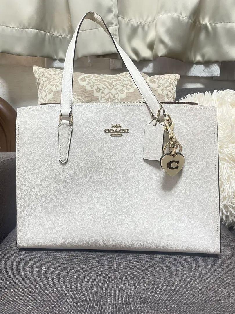 【COACH 】ホワイト レザートートバッグ