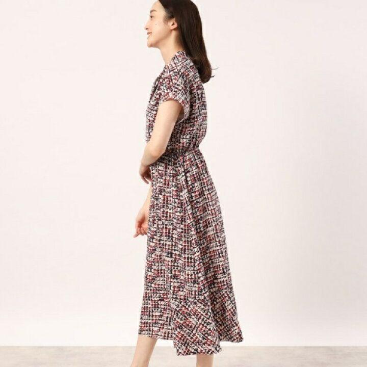 アンタイトル ボウタイワンピース ロング丈 総柄 Vネック マーメイド Aライン