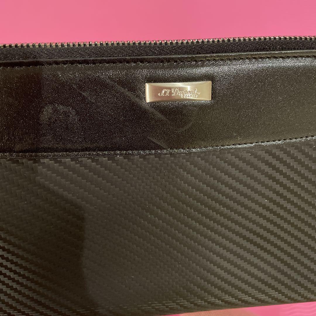 <新品・未使用／少々訳あり>S.T. Dupont 黒レザー ロゴプレート長財布