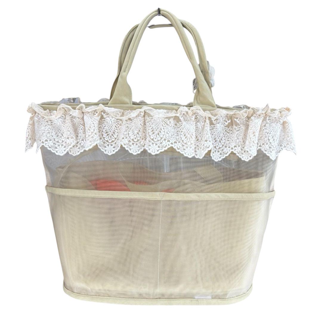 美品　amitie アミティエ　バラ飾り　トートバック　バックインバック付 美品 amitie アミティエ バラ飾り トートバック バックイン