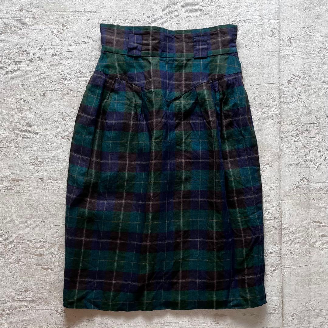 YVES SAINT LAURENT タータンチェック柄 スカート 秋冬 M1