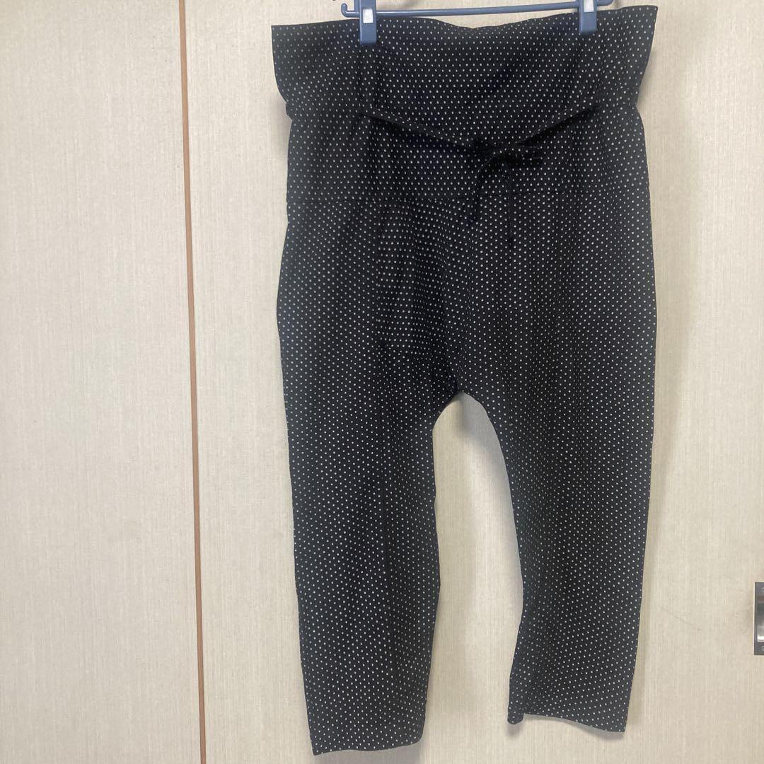 ペイントドット柄ジャージタイパンツ、ブラック/Freeサイズ