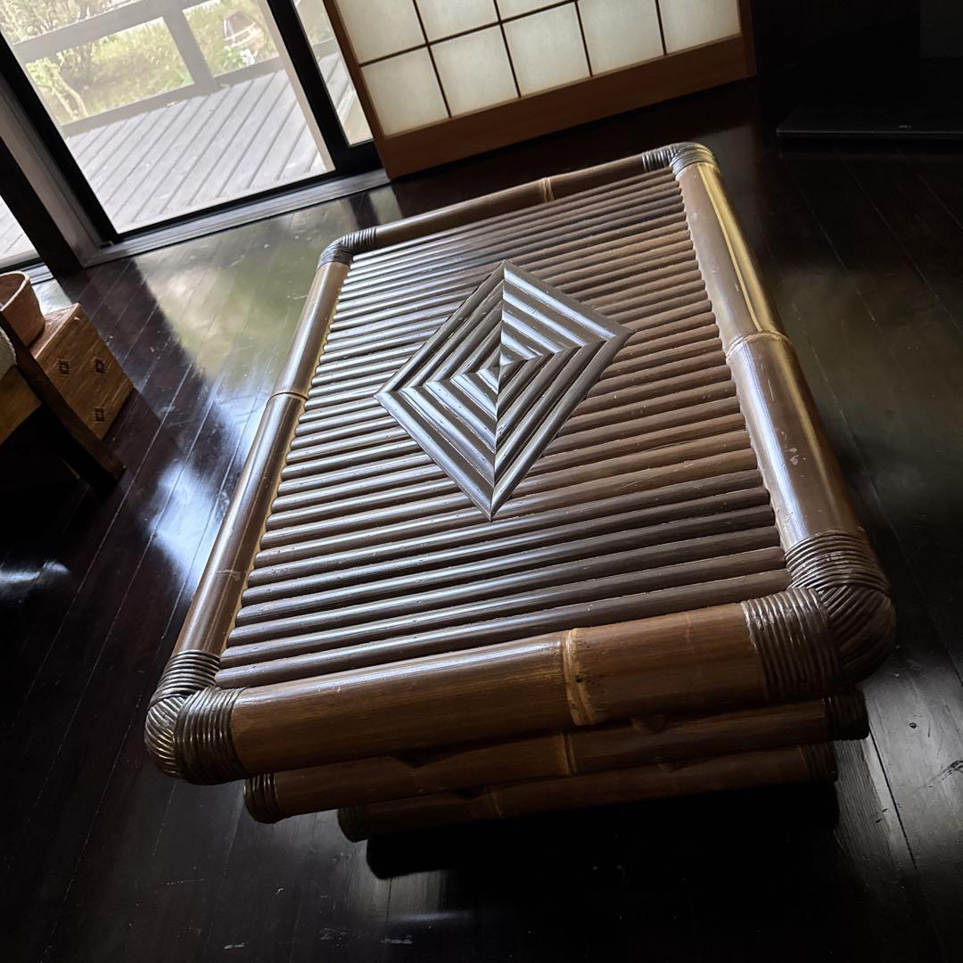 バリ島　ハンドメイド　ブラックバンブー　センターテーブル　ローテーブル