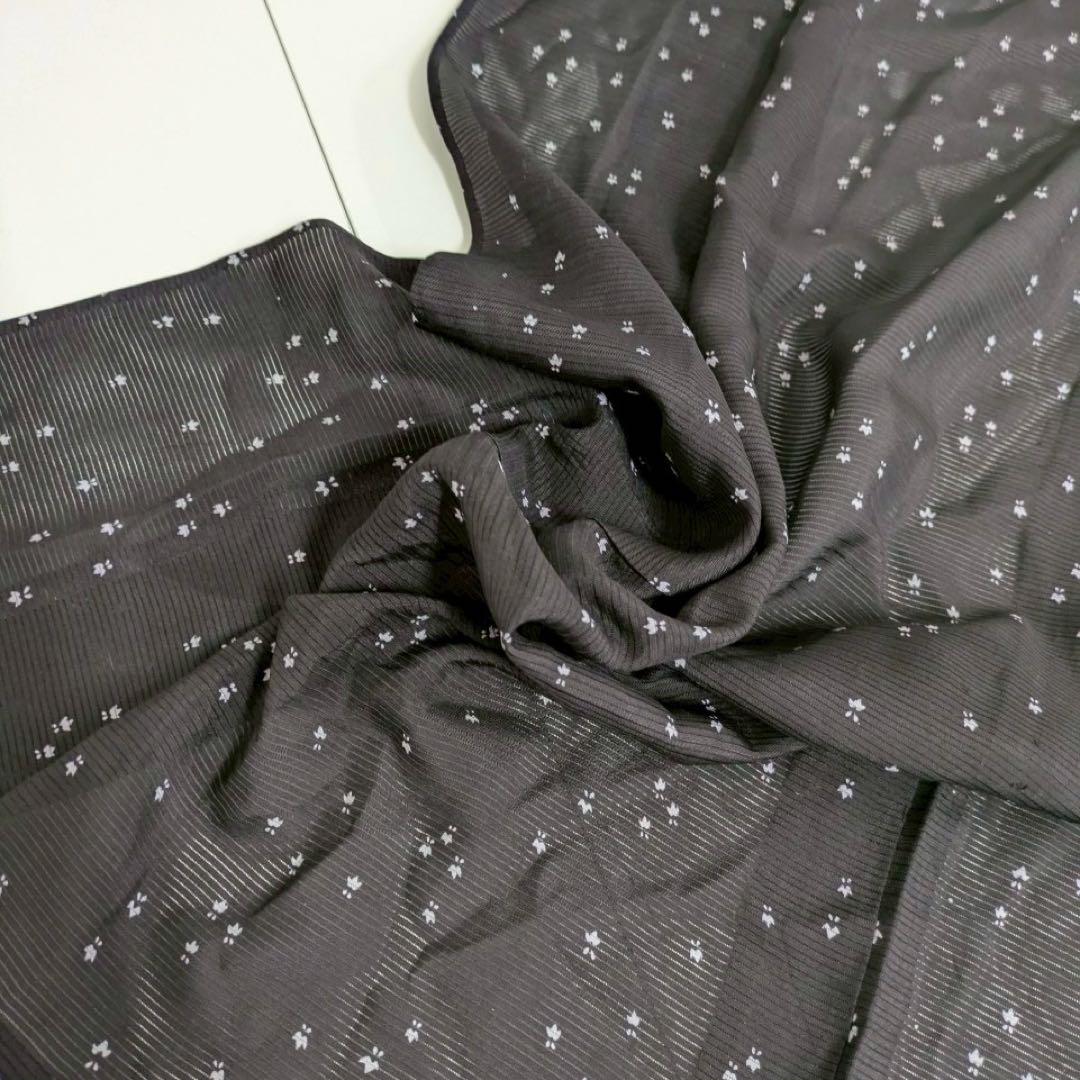 特価商品  夏着物 絽 T 正絹 小紋 素敵なデザイン 黒地 細かな染 裄65.5 着物・浴衣