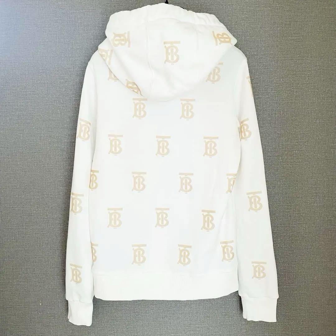 ✨美品✨正規 バーバリー TBモノグラムロゴ総柄 フーディー 白×ベージュ S