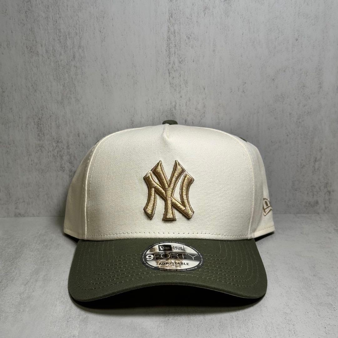 海外 モデル ヤンキース 9FORTY ホワイト-カーキ キャップNEW ERA MEDICALDB_JP