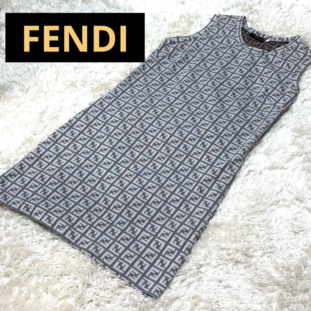 △FENDI△ ノースリーブ ワンピース ズッカ柄 サイズ44 フェンディ FENDI】【ズッカ柄】【FF柄】【イタリア製】フェンディ