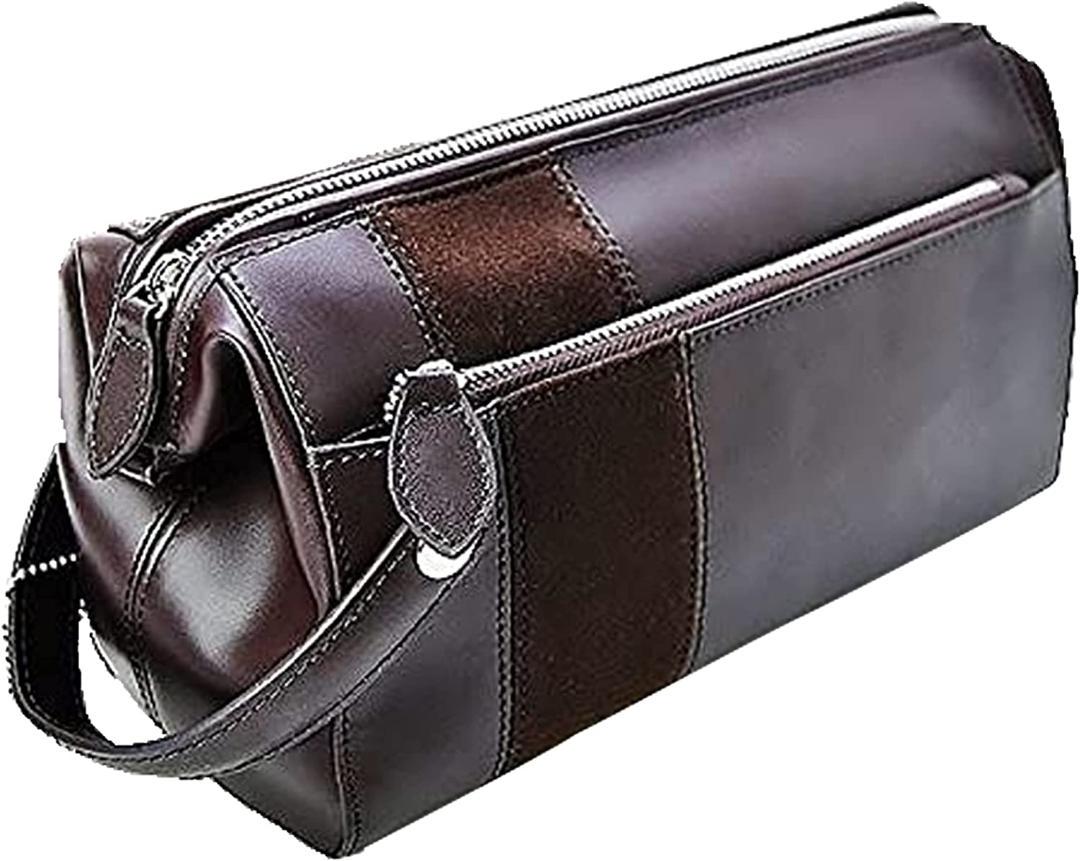 ■新品　送料込み■牛革　牛革スエードライン　アーチ開口ダレスセカンドバッグ　濃茶
