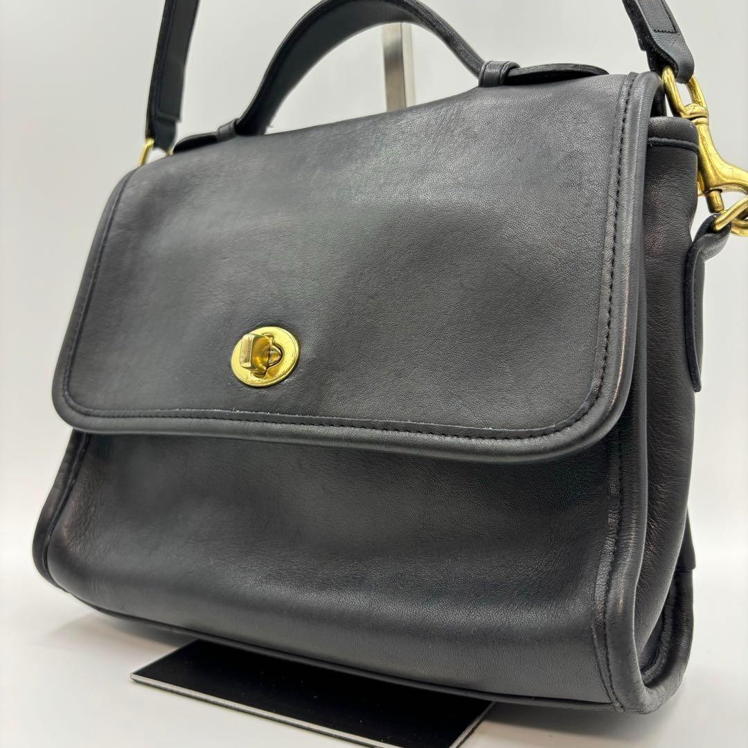 希少美品✨ オールドコーチ ショルダーバッグ ターンロック ブラック レザー 革 画像1