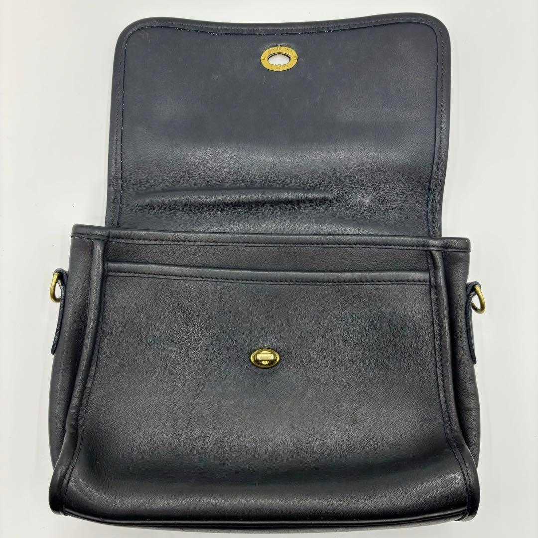 希少美品✨ オールドコーチ ショルダーバッグ ターンロック ブラック レザー 革 画像8