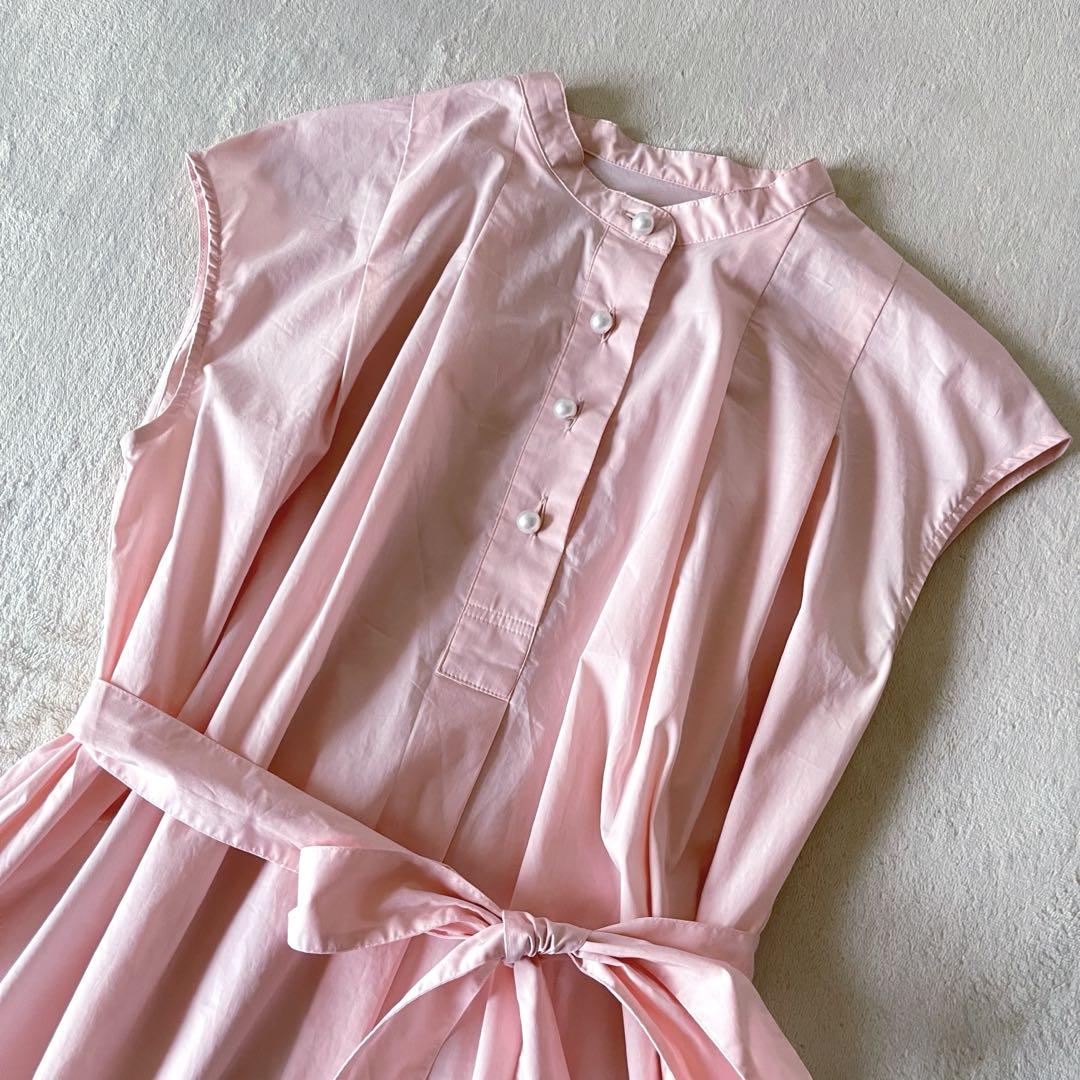 美品♡23ssノーリーズソフィ パール釦 バンドカラー ピンク