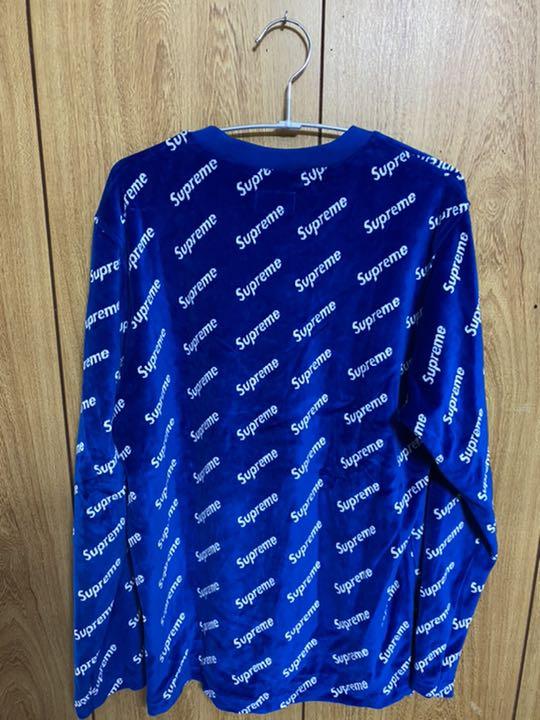 ブルー系,S珍しいsupreme べロア 青 Tシャツ/カットソー(七分/長袖 ...