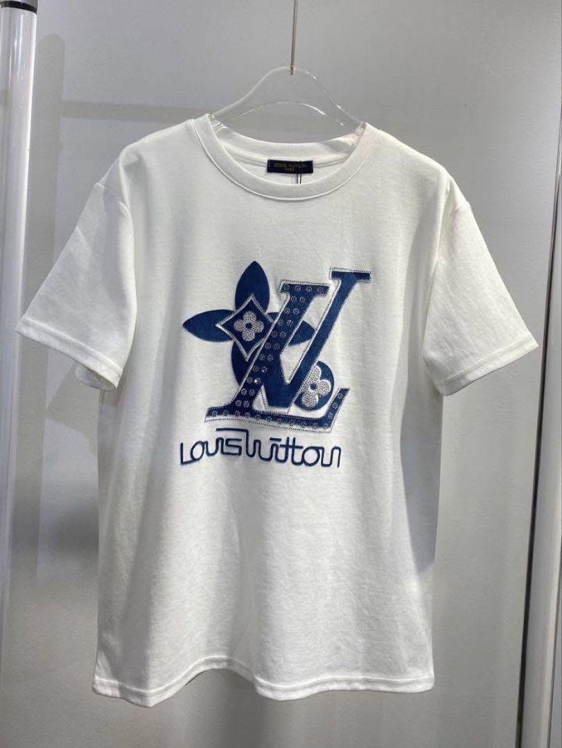 LOUIS VUITTON 花の刺繍モチーフ夏用Tシャツ