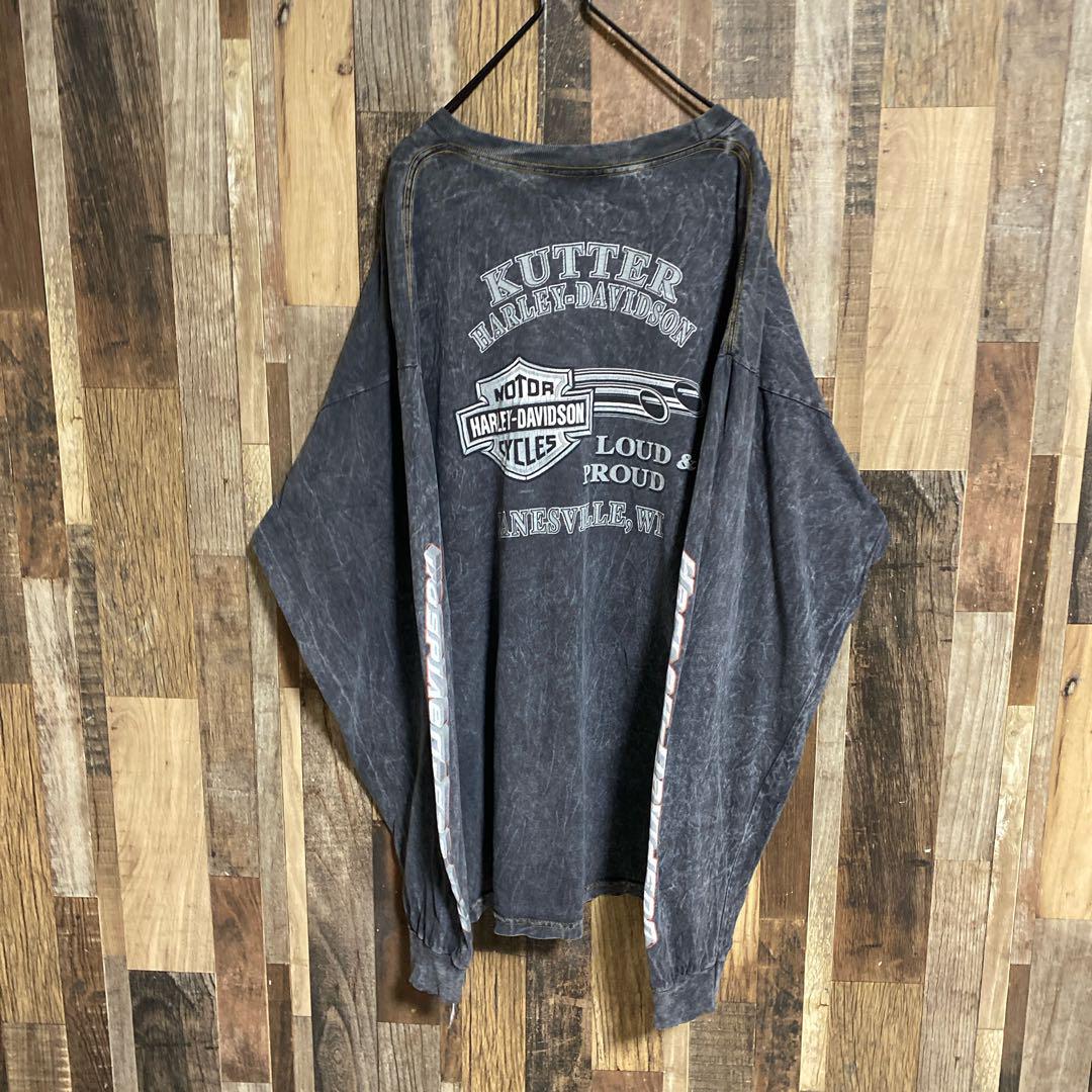 ハーレーダビッドソン USA製 Tシャツ ロンT ケミカル ウォッシュ XL
