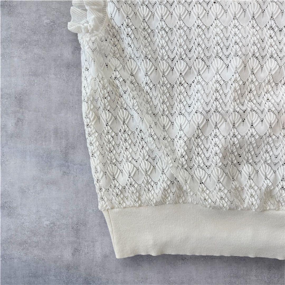 ANAYI アナイ バルファスレースポロ　プルオーバー ニットポロ ホワイト M