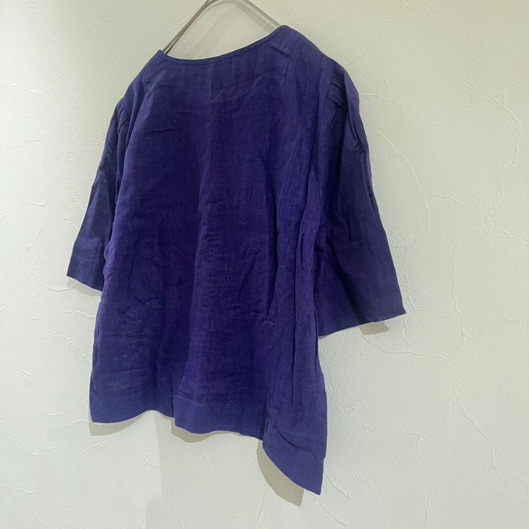 初売り 福袋 Leilian レリアン 麻ブラウス 半袖シャツ 麻50％ トップス XL 紫 シャツ+ブラウス(半袖+袖なし)