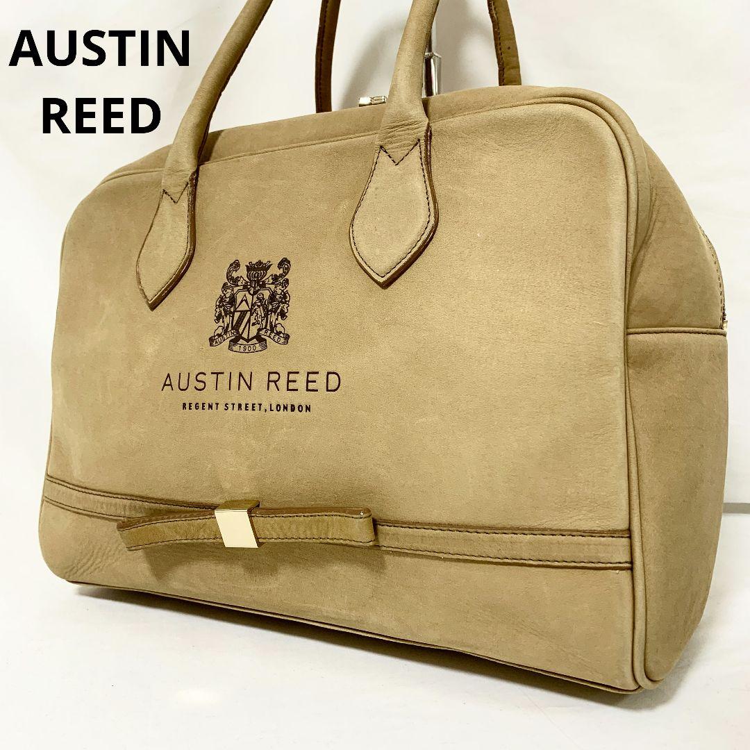 AUSTIN REED ボストンバッグ ベージュ スウェード ロゴ リボン