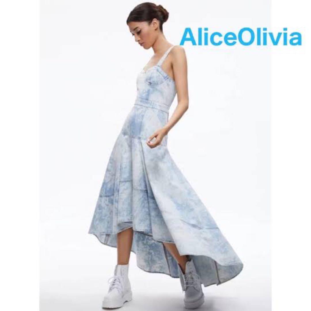 【Alice+Olivia】アリス&オリビア MARYANN デニムドレス Alice + Olivia Maryann Drop Waist Mini Dress in Midnight