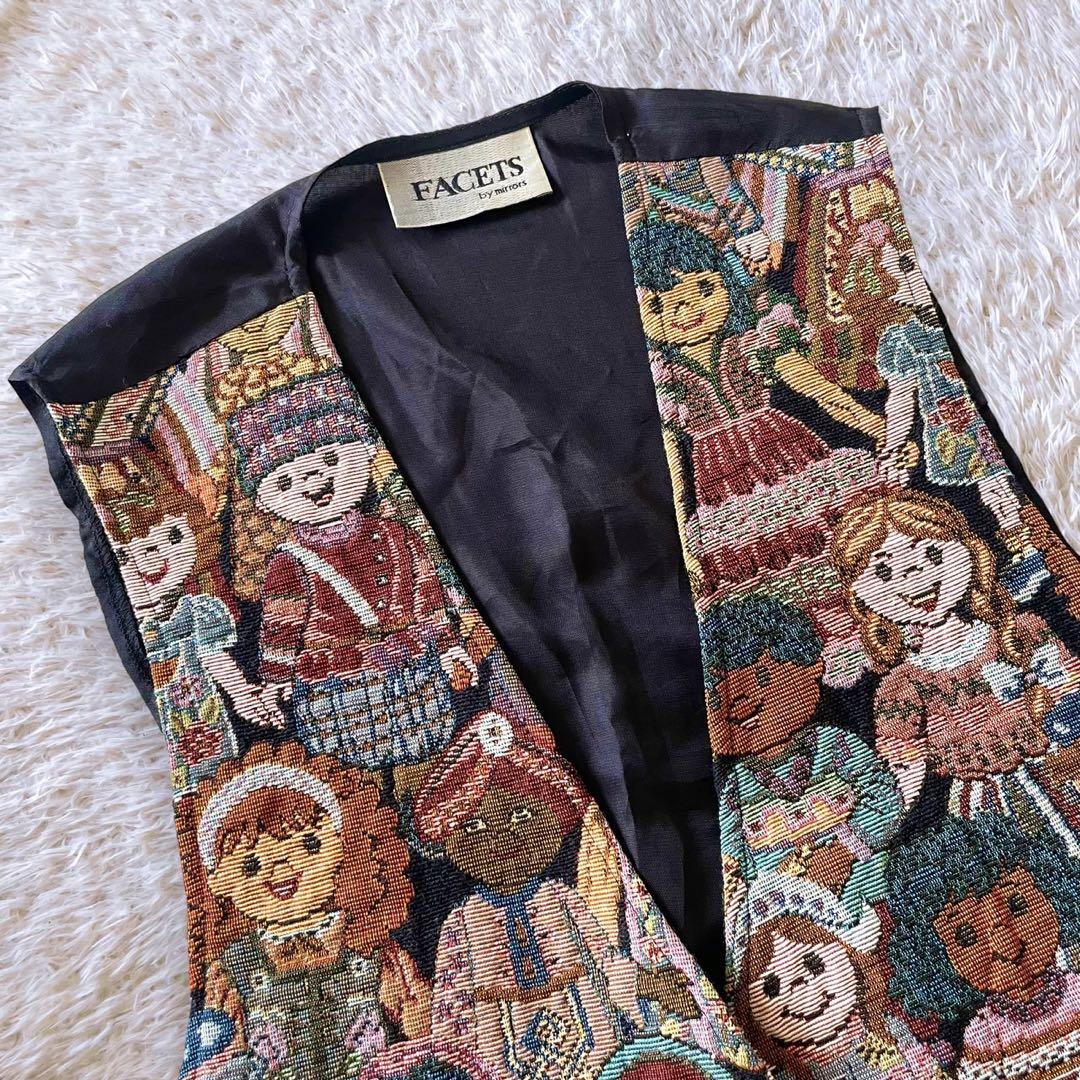 FACETS by mirrors 刺繍 ベスト ジレ USA古着 ヴィンテージ