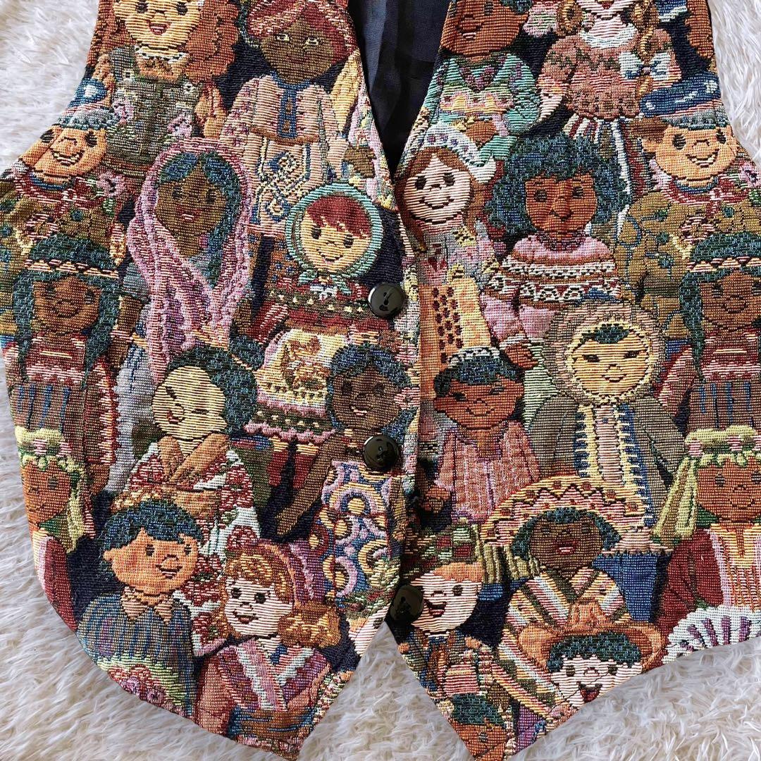 古着　刺繍ベスト FACETS by mirrors 刺繍 ベスト ジレ USA古着 ヴィンテージ
