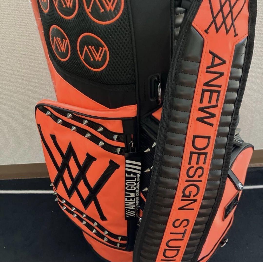 ANEW GOLF アニュー スタンドバッグ ネオンオレンジ スタッズ