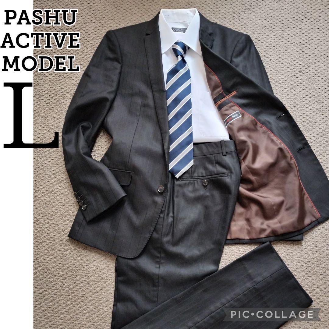 美品☆PASHU 洋服の青山　2ピースセットアップ　YA6 スーツ ブラック