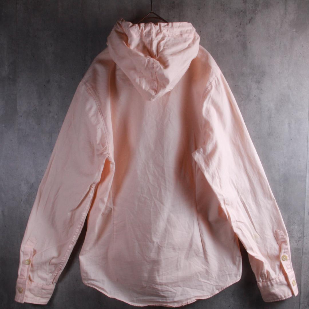 古着　ヨットパーカー　シャツ　ピンク　フーテッドシャツ　L