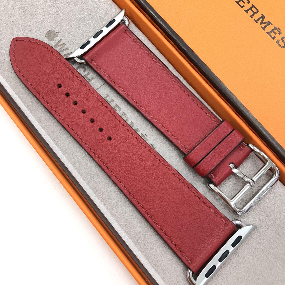 革ベルト Apple Watch エルメス 44mm アップルウォッチ 赤