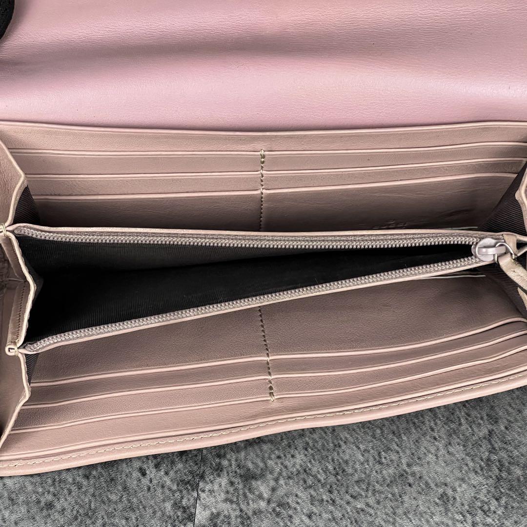 [GUCCI] 長財布 GGマーモント型押し ピンクベージュ