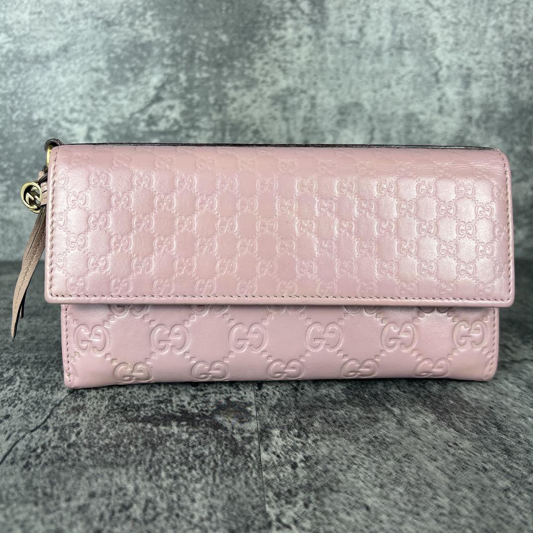 [GUCCI] 長財布 GGマーモント型押し ピンクベージュ