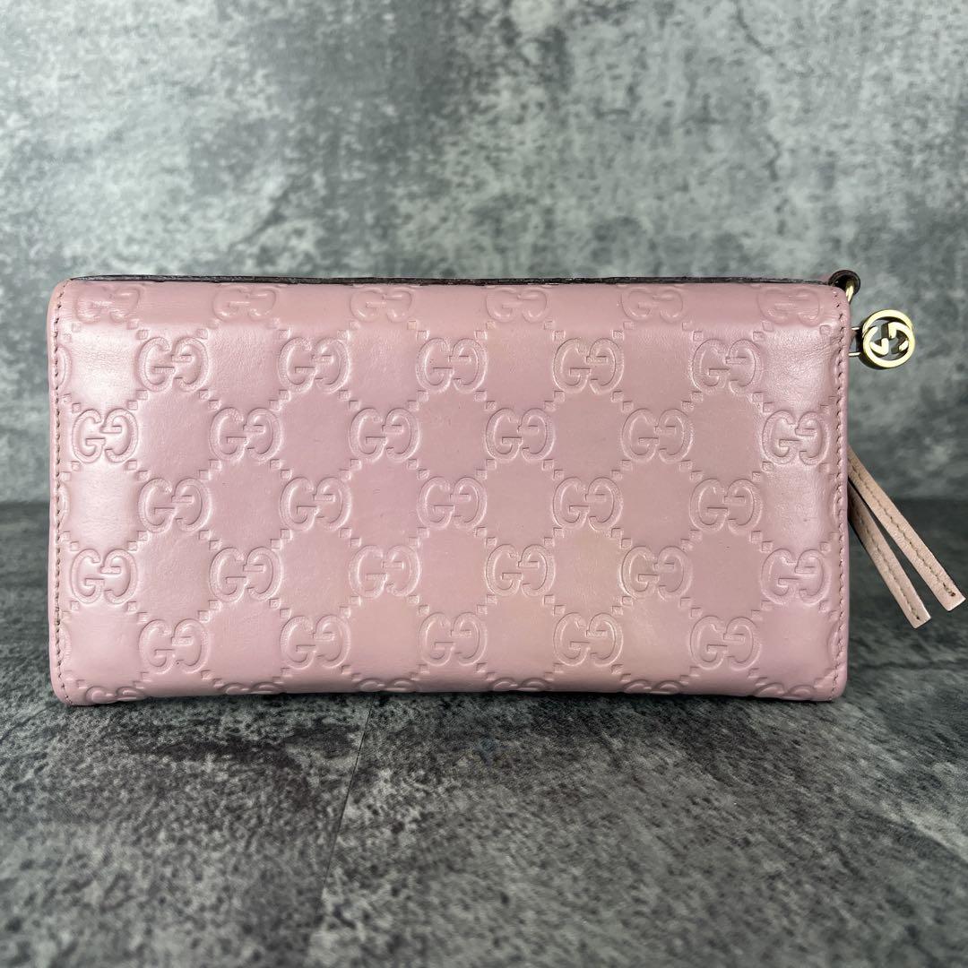 [GUCCI] 長財布 GGマーモント型押し ピンクベージュ