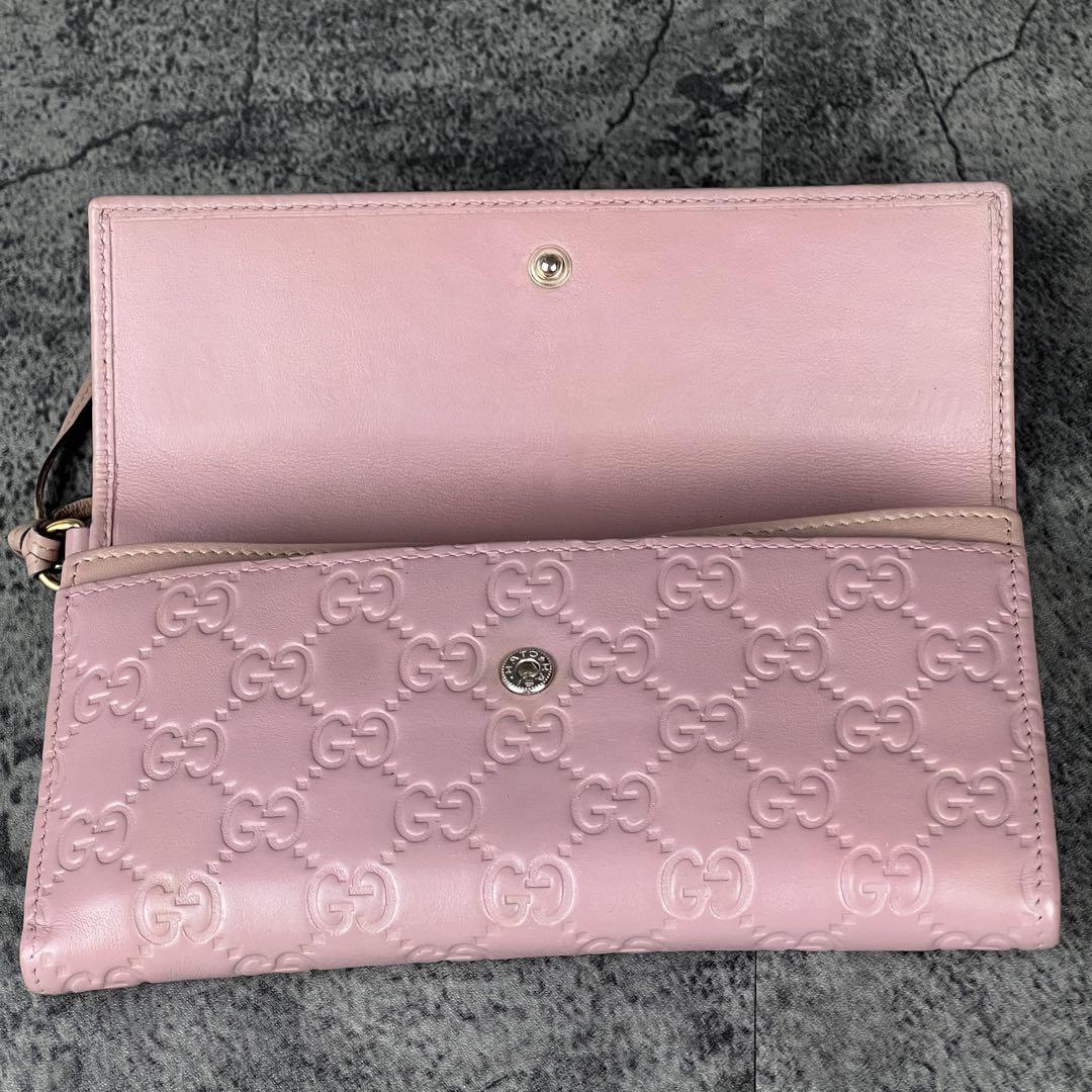 [GUCCI] 長財布 GGマーモント型押し ピンクベージュ