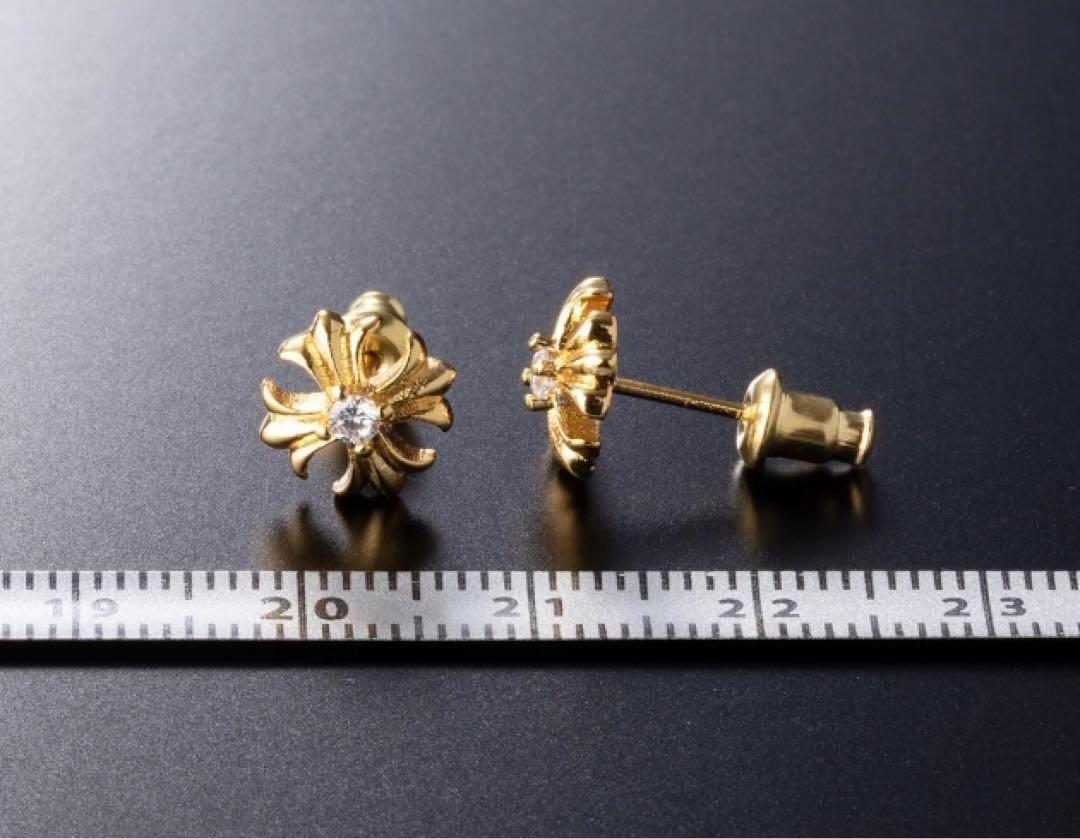 シルバー925×22K クロスピアス ゴールドピアス お洒落 両耳用