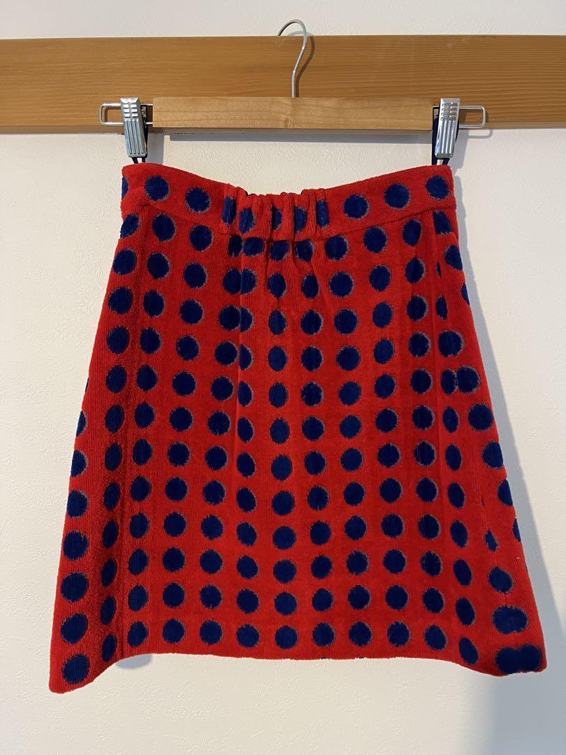 miumiu 赤と青の水玉模様タイトスカート