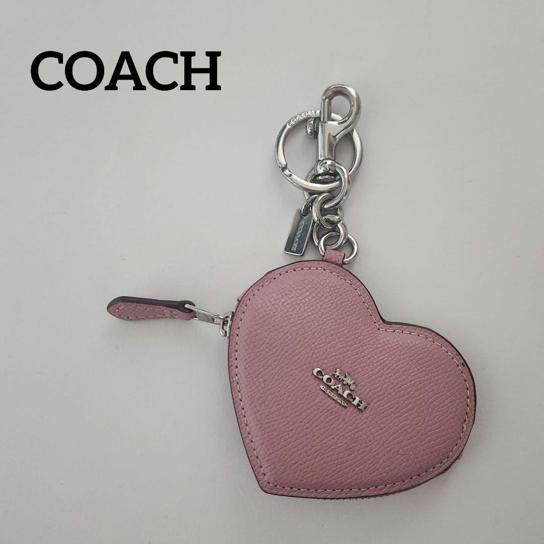 ️コーチ ハートバックチャーム コインケース レザー くすみピンクCOACH