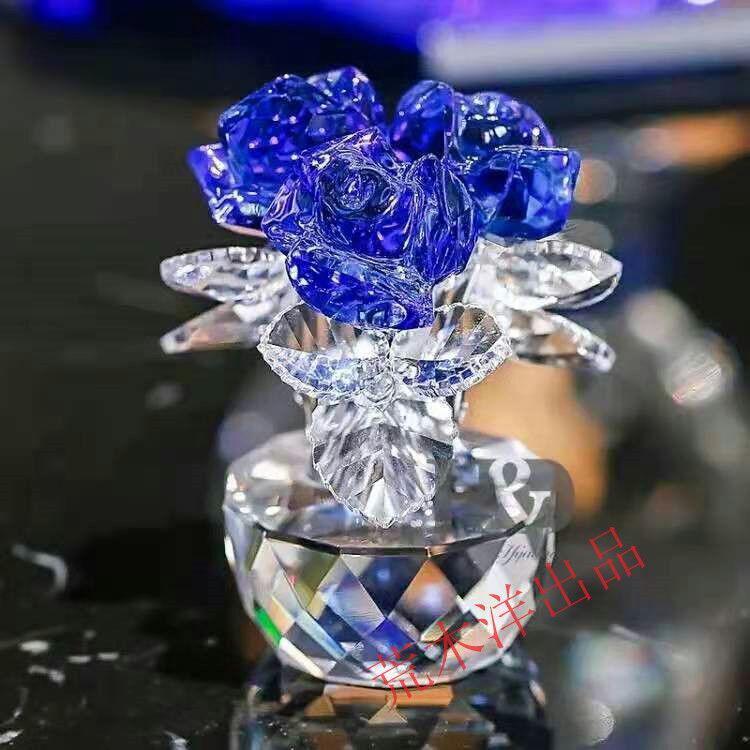 水晶の花 水晶のバラ 贈り物. 車の置物. 事務室の置物.