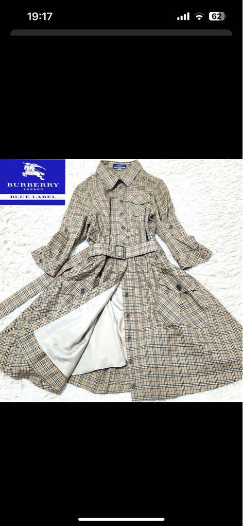 美品✨バーバリーブルーレーベル❣️ベルト付きフレアワンピース　M　チェック