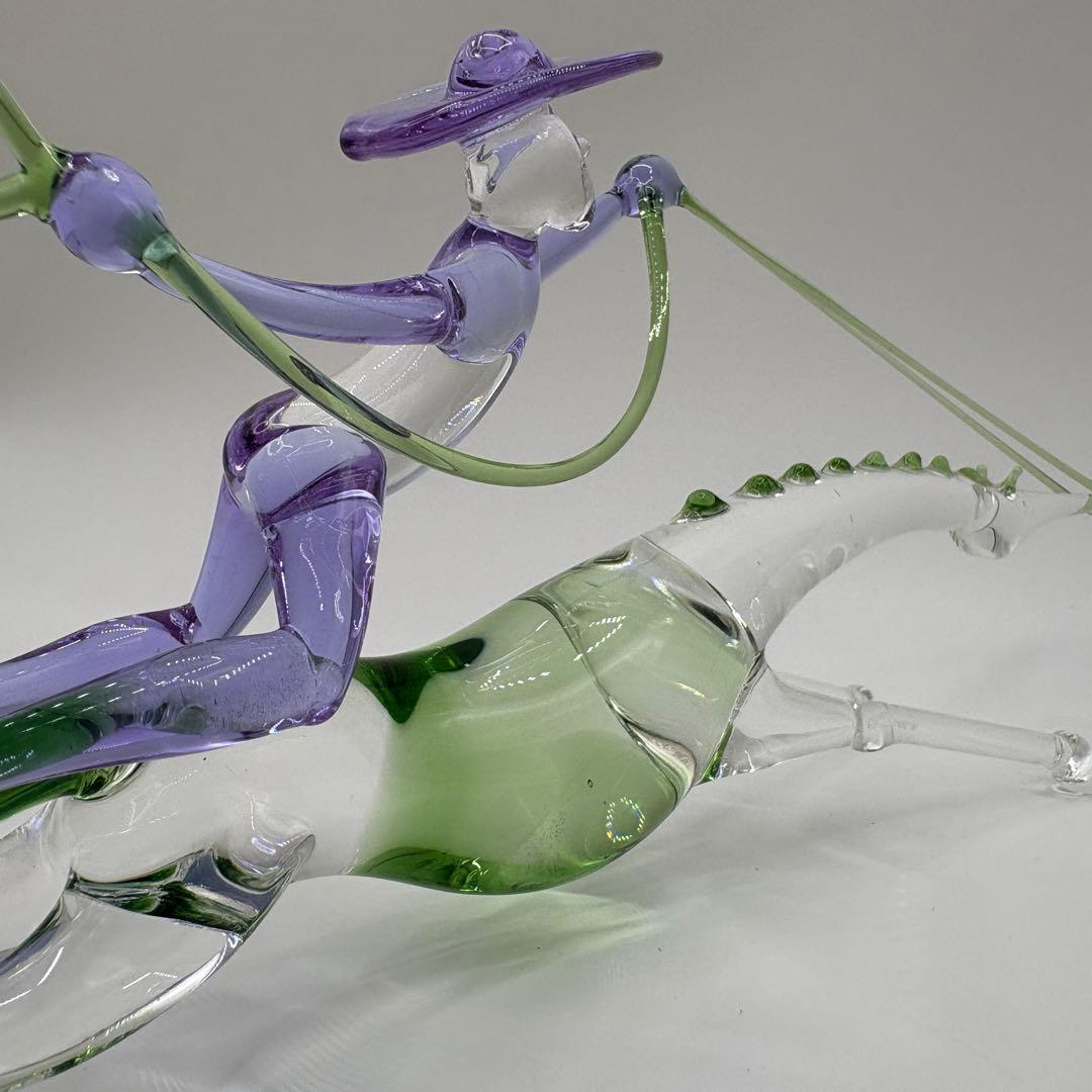 ガラス工芸 馬と騎手 躍動感あふれるインテリア置物 カウボーイ 馬 午年 ガラス工芸 馬と騎手 躍動感あふれるインテリア置物 カウボーイ 馬 午年