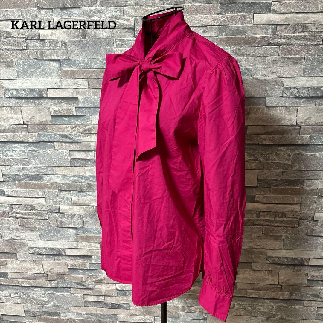カールラガーフェルド　40 ピンク　ボウタイ　ブラウス　長袖