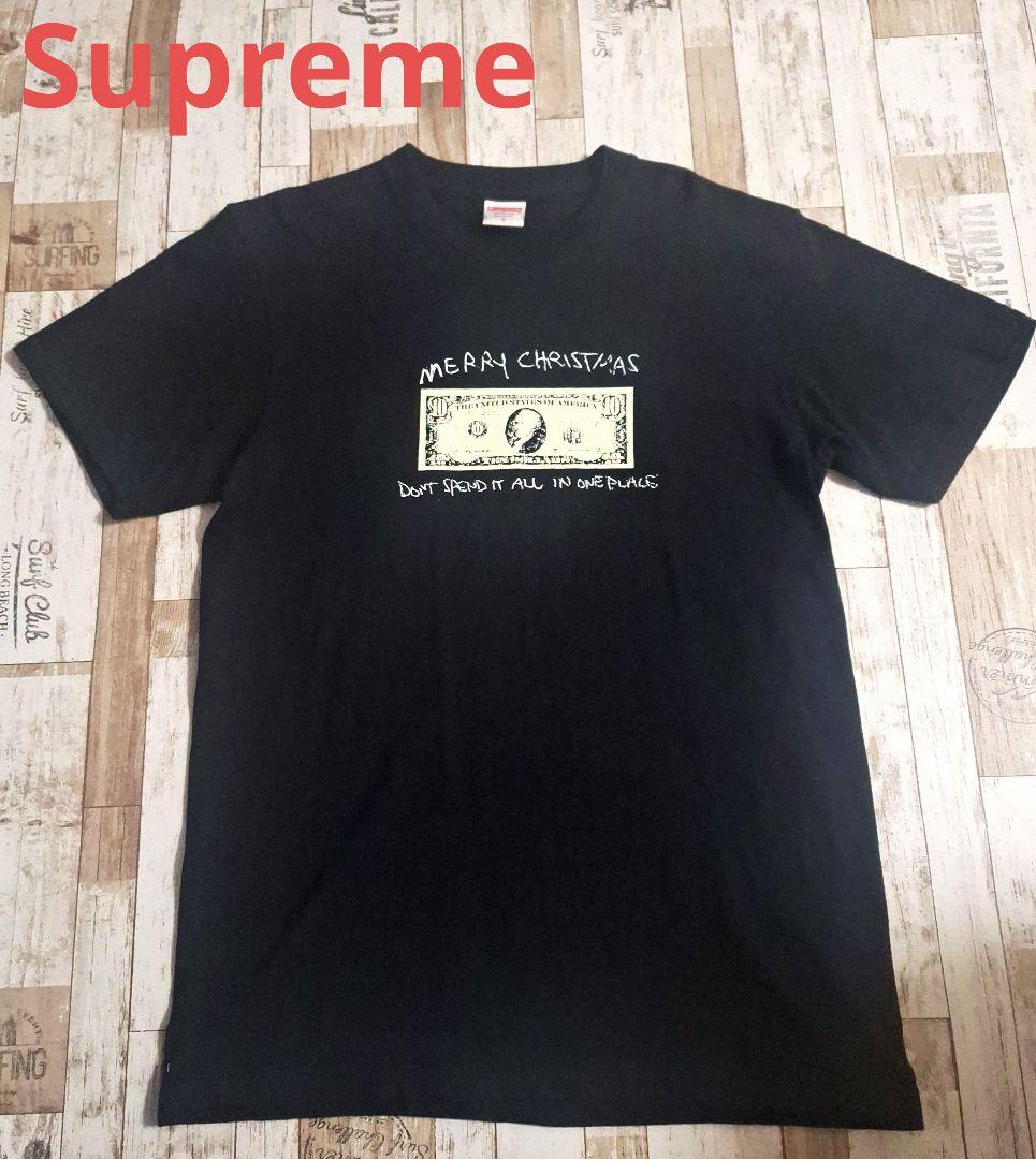 supreme Tシャツ S 黒 コットン クリスマス 紙幣 ボックスロゴ